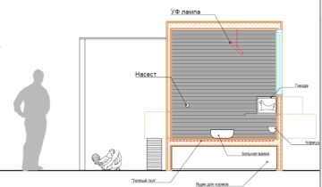 Схема закрытого курятника в соотношении с человеком